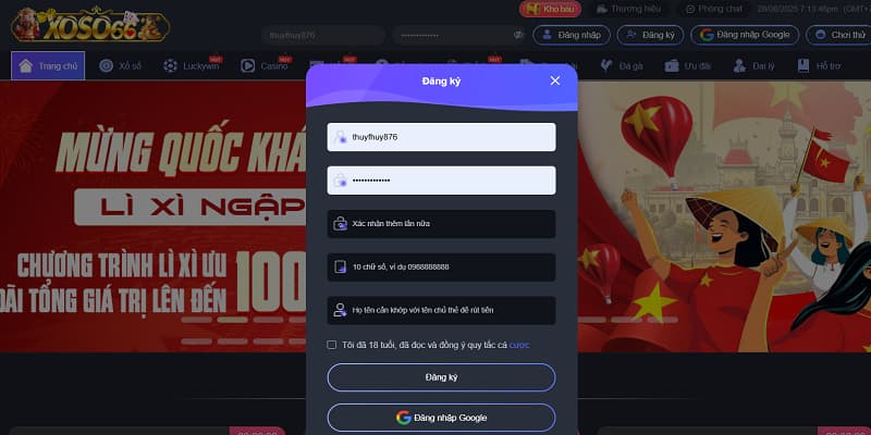 Thông tin đăng ký XOSO66 